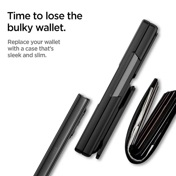 Pour Samsung Galaxy Z Fold6 Couverture de Téléphone PC du Support de Cartes de Boîtier PC Avec Film D'écran, Machine à Sous-crayon - Noir