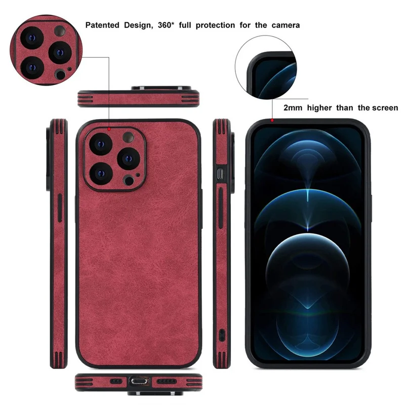 Per Iphone 15 Pro Max Case PU Leather+copertura Per Telefoni Shock Tpu - Grigio Chiaro
