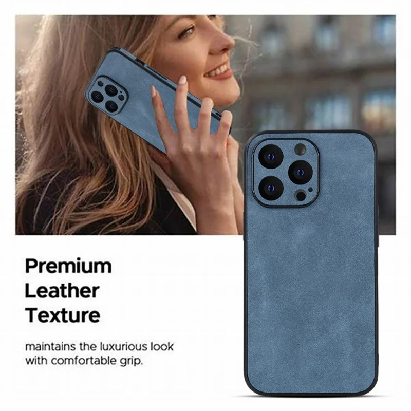Per Iphone 15 Pro Max Case PU Leather+copertura Per Telefoni Shock Tpu - Grigio Chiaro
