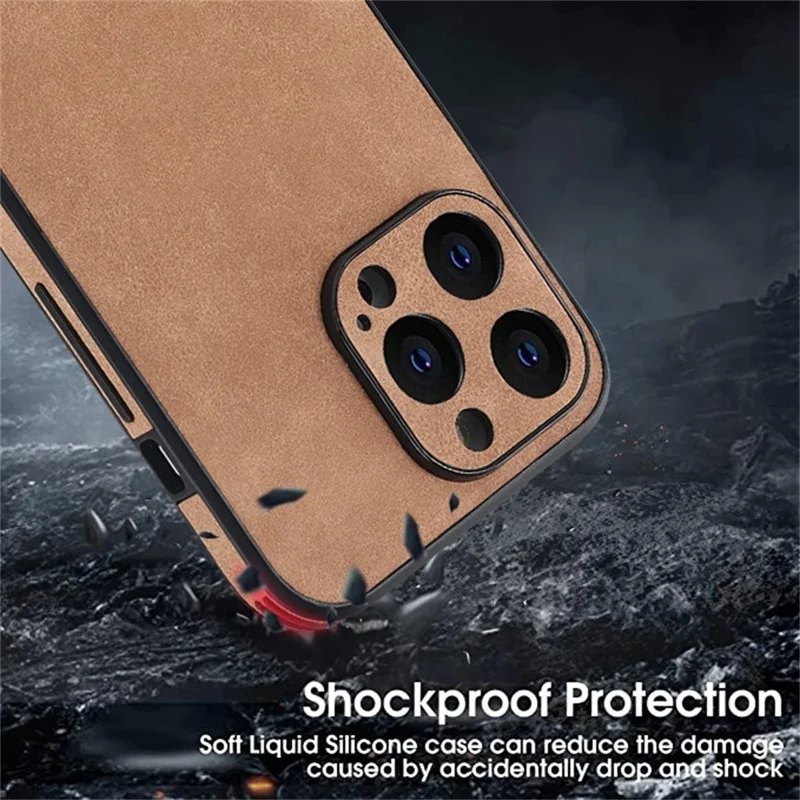 Per Iphone 15 Pro Max Case PU Leather+copertura Per Telefoni Shock Tpu - Grigio Chiaro