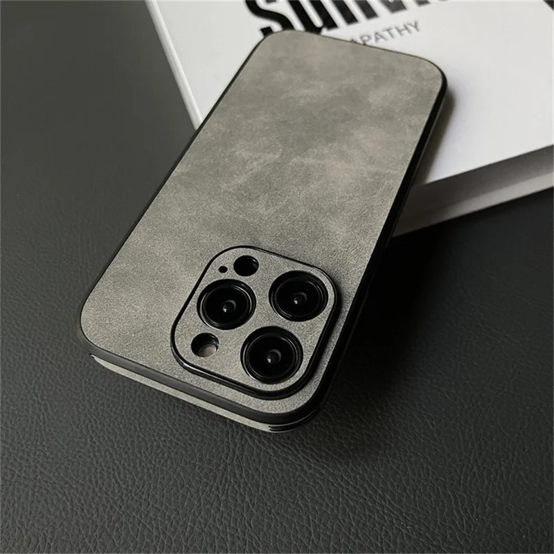 Per Iphone 15 Pro Max Case PU Leather+copertura Per Telefoni Shock Tpu - Grigio Chiaro
