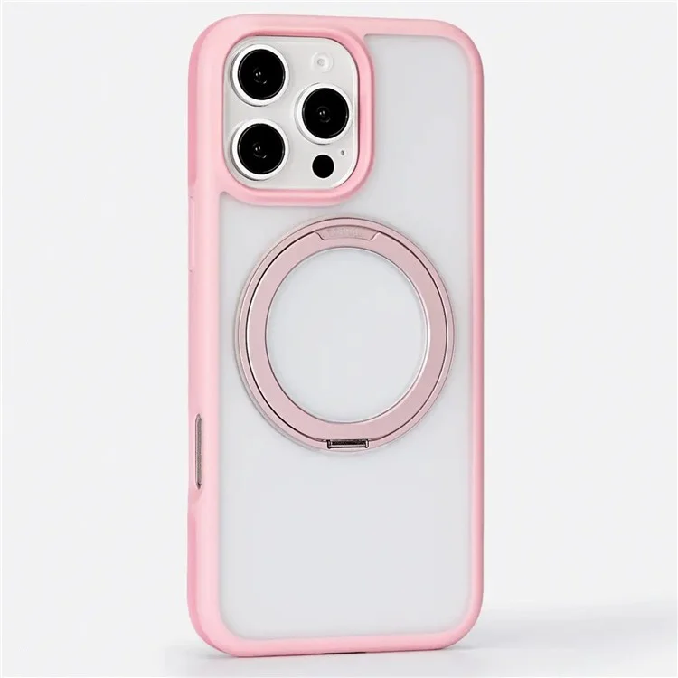 Torras Ostand R Fusion Per Iphone 16 Pro Case a 360 Gradi Kickstand TPU+PC Copertina Telefonica Compatibile Con MagSafe - Rosa