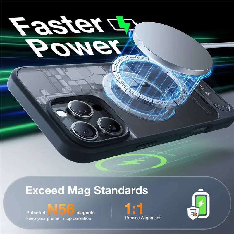 TORRAS Ostand L1 Series For iPhone 16 Pro Max Case Kickstand TPU+PC Phone Cover Compatible with MagSafe - Black