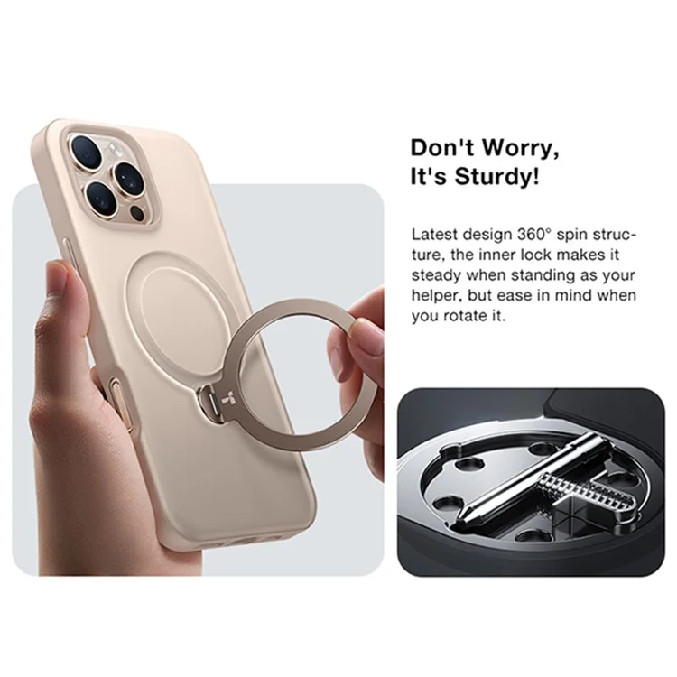 TORRAS Para Capa de iPhone 16 Pro Compatível com MagSafe Suporte Giratório PC+TPU Capa de Telefone - Transparente