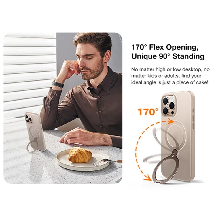 TORRAS Para iPhone 16 Pro Max Capa Compatível com MagSafe Suporte Giratório PC+TPU Capa de Telefone - Transparente