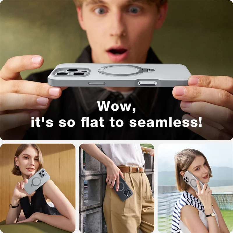 TORRAS Ostand Q3 Spin Series For iPhone 16 Pro Max Case Compatible with MagSafe Rotating Kickstand PC+TPU Phone Cover - Titanium Grey