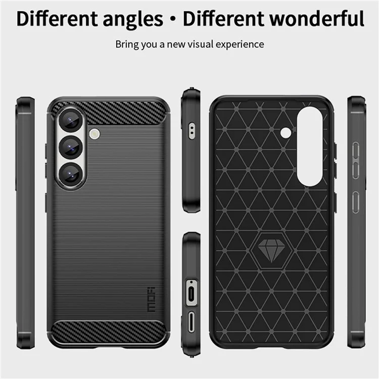 MOFI JK TPU Series-1 Для Samsung Galaxy S25 Чехол Карбоновый Текстурный TPU Мягкий Чехол для Телефона - Синий