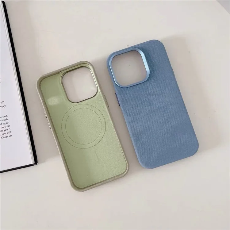 Para Iphone 16 Pro Max Case Compatível Com Magsafe Ultra Slim Fiber Pano + Tampa do Telefone PC - Azul Bebê