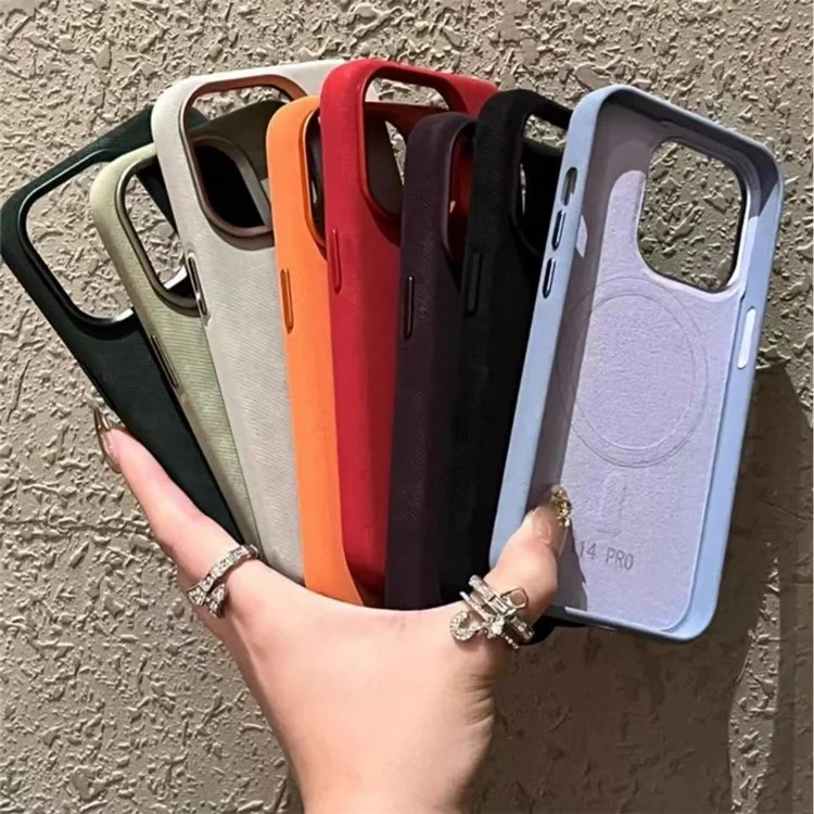 Para Iphone 16 Pro Max Case Compatível Com Magsafe Ultra Slim Fiber Pano + Tampa do Telefone PC - Azul Bebê