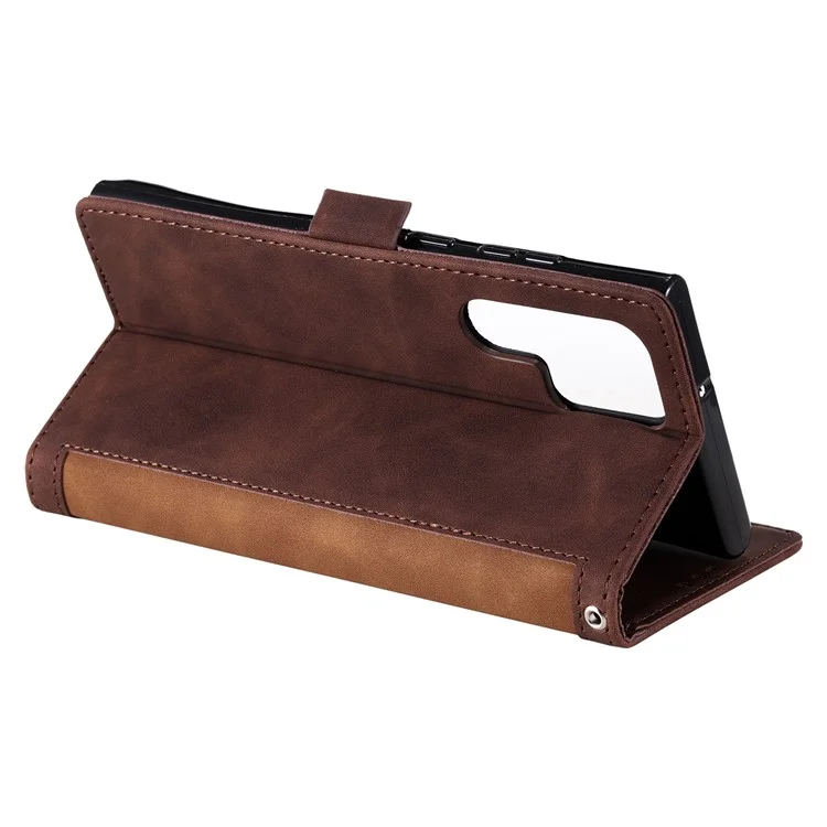 Para Samsung Galaxy S25 Ultra Wallet Case Rfid Bloqueo de Soporte de Cuero Tubo de Cuero - Marrón