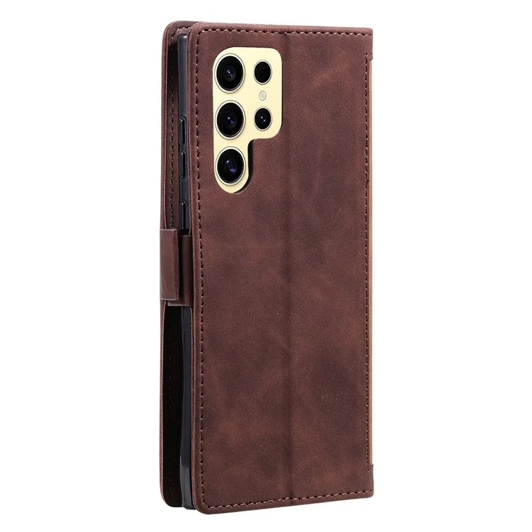 Para Samsung Galaxy S25 Ultra Wallet Case Rfid Bloqueo de Soporte de Cuero Tubo de Cuero - Marrón