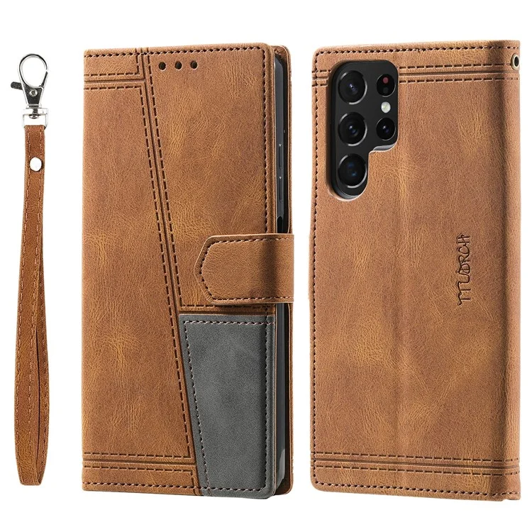 Ttudrch Style 004 Для Samsung Galaxy S25 Ultra Leather Case Case RFID Blocking Swellet Cover с Ремешком с Ремешком - Коричневый