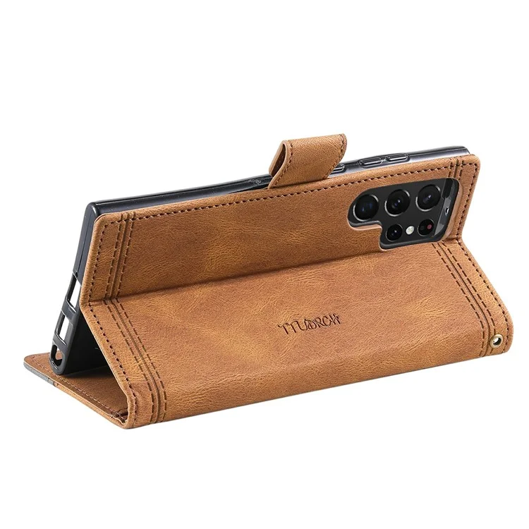 Ttudrch Style 004 Для Samsung Galaxy S25 Ultra Leather Case Case RFID Blocking Swellet Cover с Ремешком с Ремешком - Коричневый