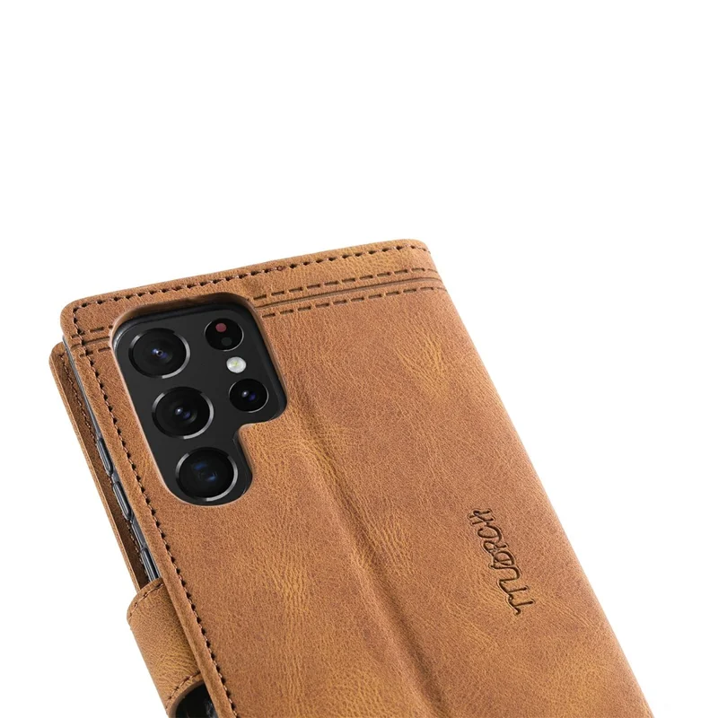 Ttudrch Style 004 Для Samsung Galaxy S25 Ultra Leather Case Case RFID Blocking Swellet Cover с Ремешком с Ремешком - Коричневый