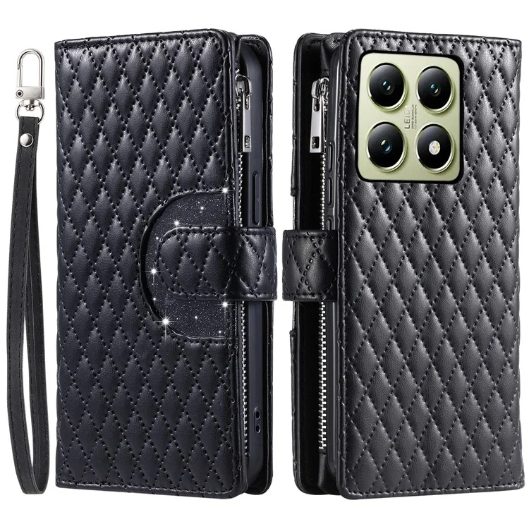 Estilo 012 Para Xiaomi 14T Pro Case Case Pocket Pocket Glitter Cuero Cubierta - Negro
