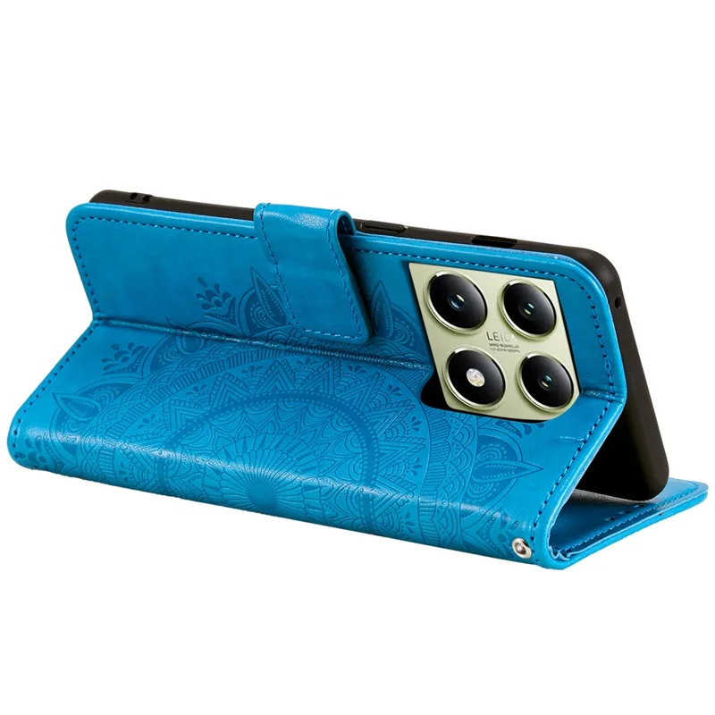 For Xiaomi 14T Pro Case Imprinted Totem PU Leather Wallet Stand Phone Cover - Blue