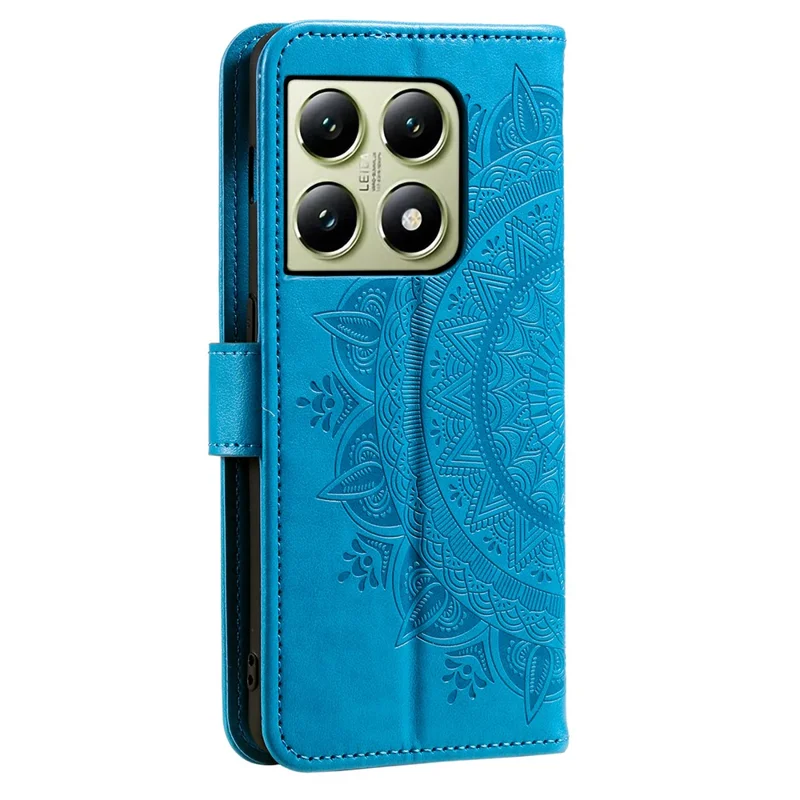For Xiaomi 14T Pro Case Imprinted Totem PU Leather Wallet Stand Phone Cover - Blue