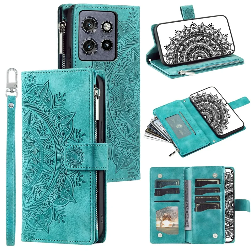 Стиль 006 Для Motorola Edge 50 Neo 5G -кошелек Case Cake Chate Thene Cople Photh - Монетный Зеленый Цвет