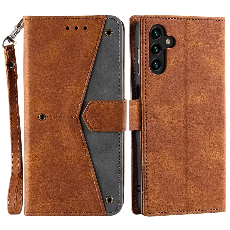 Voor Samsung Galaxy S25+ Leren Hoesje met Steeknaden, Portefeuillestandaard Telefoonhoes met Bandje - Bruin