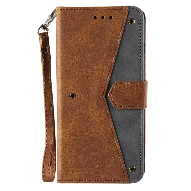 Voor Samsung Galaxy S25+ Leren Hoesje met Steeknaden, Portefeuillestandaard Telefoonhoes met Bandje - Bruin