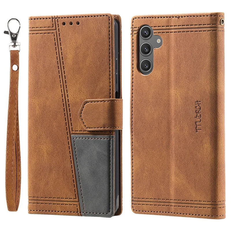 TTUDRCH Style 004 For Samsung Galaxy S25+ Leather Case RFID Blocking Wallet Stand Phone Cover with Strap - Brown