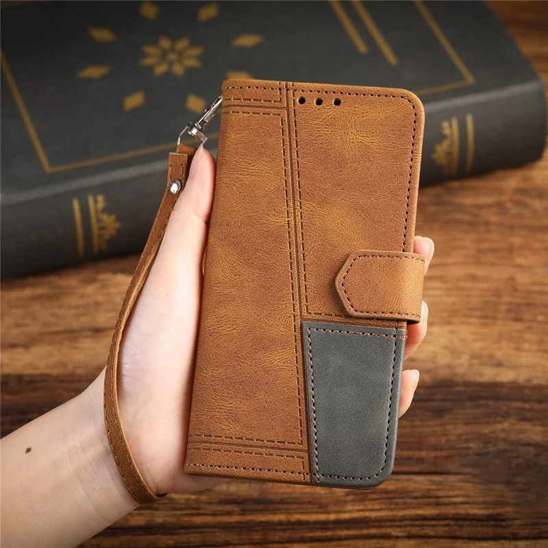 TTUDRCH Style 004 For Samsung Galaxy S25+ Leather Case RFID Blocking Wallet Stand Phone Cover with Strap - Brown