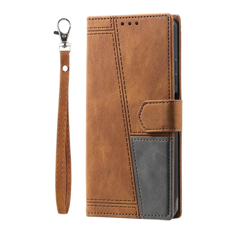 TTUDRCH Style 004 For Samsung Galaxy S25+ Leather Case RFID Blocking Wallet Stand Phone Cover with Strap - Brown