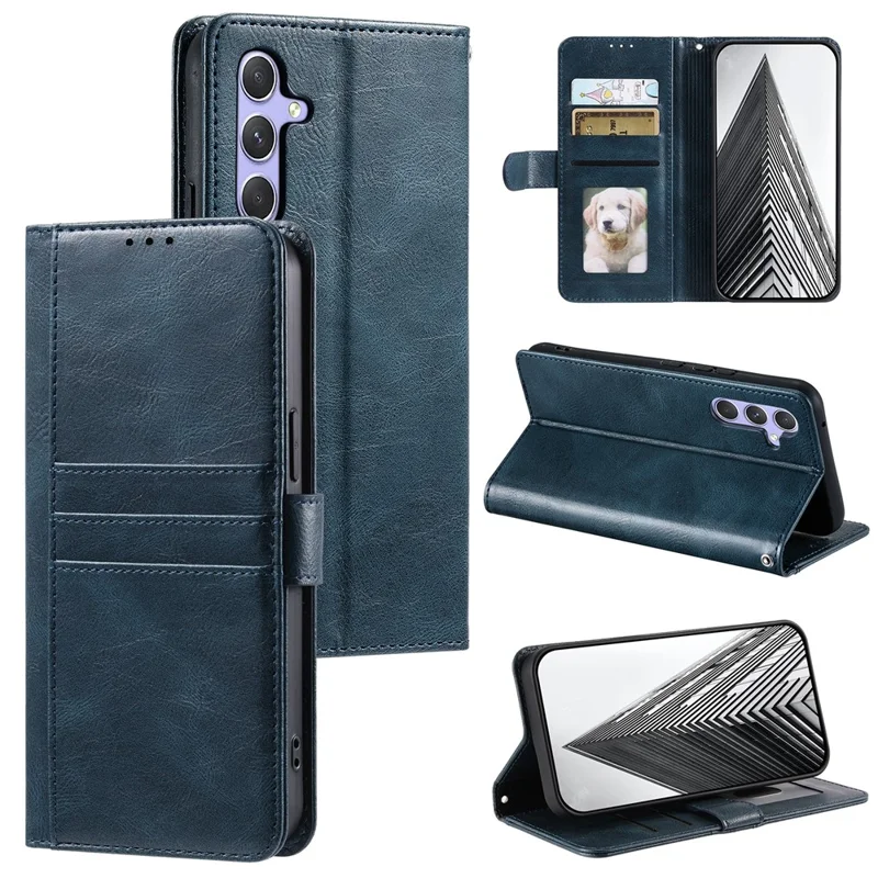 013 Estilo Para Samsung Galaxy S25+ Case Tubera de Cuero Anti-Fall PU Con 6 Ranuras Para Tarjetas - Verde Negruzco