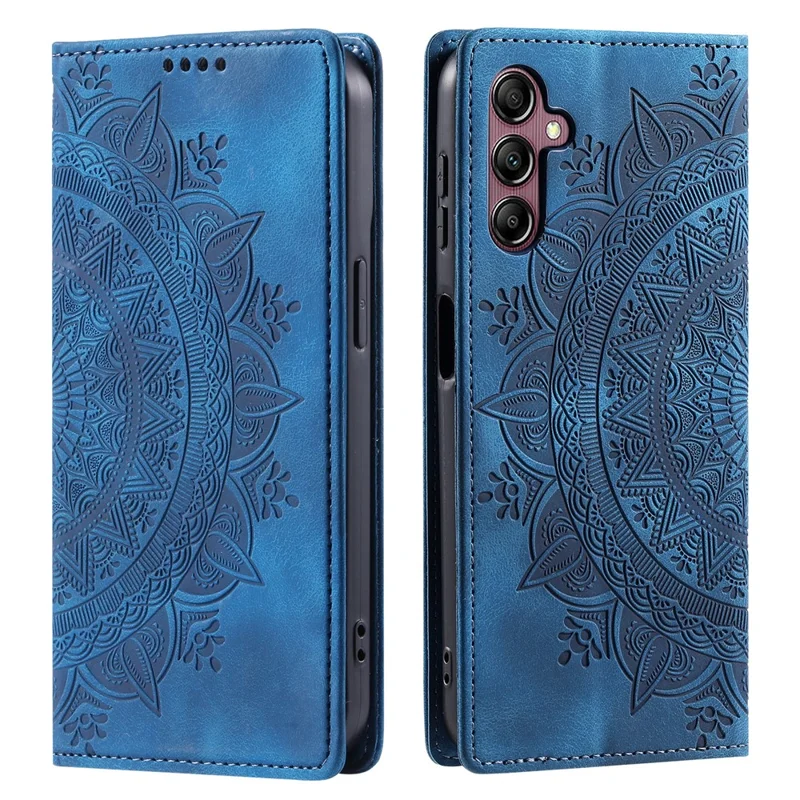 Style 010 For Samsung Galaxy S25+ Case Mandala Pattern Magnetic Closing Leather Phone Cover - Blue