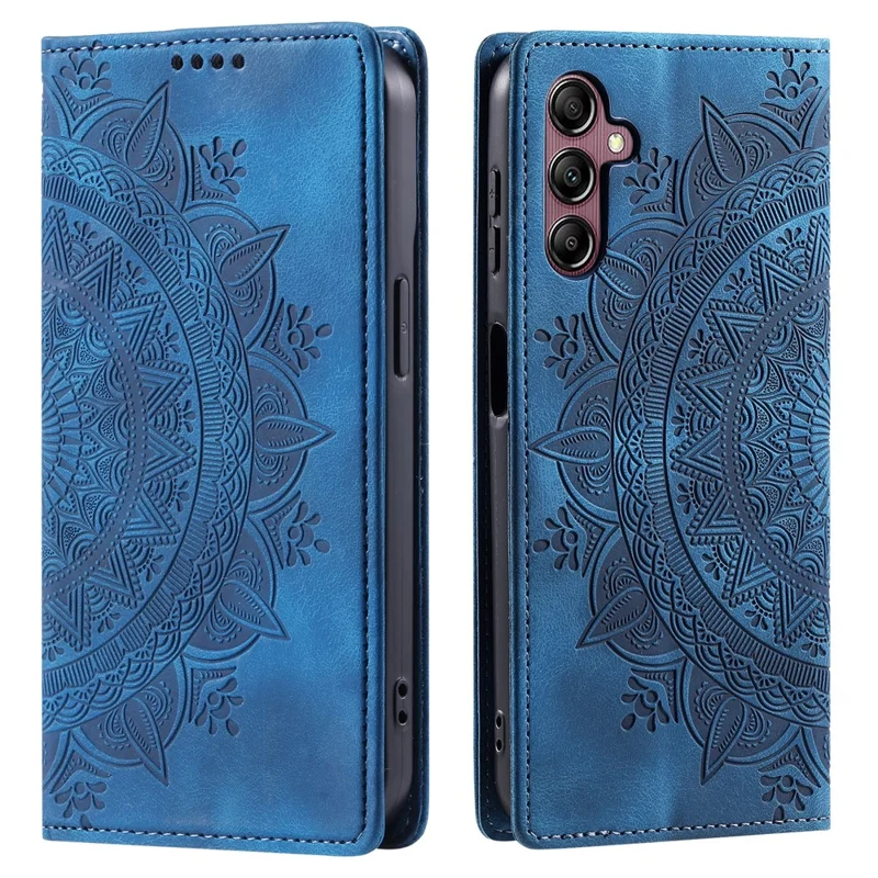Style 010 For Samsung Galaxy S25 Case Mandala Pattern Magnetic Closing Leather Phone Cover - Blue