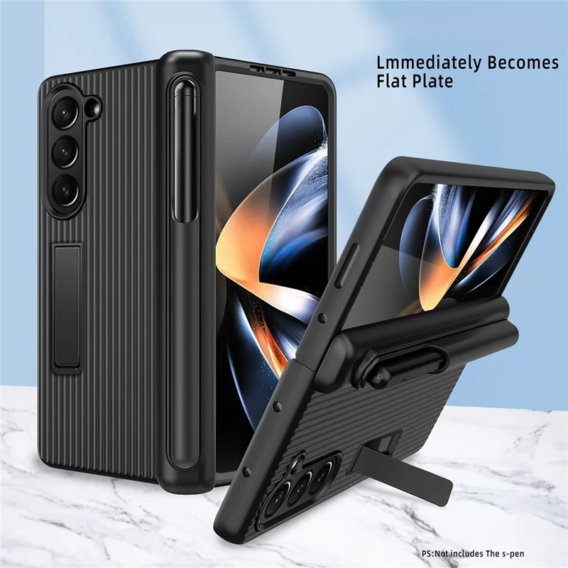 Per Samsung Galaxy Z Fold6 Stripes da 5G Copertina Per PC Per PC Duro Con Film, Slot a Matita - Nero