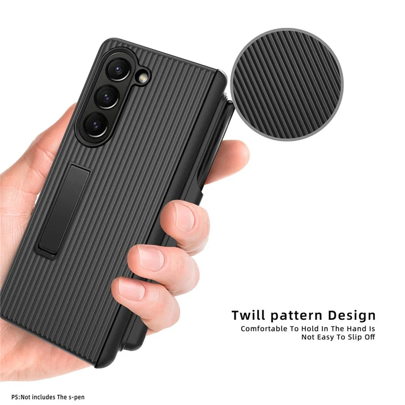 Per Samsung Galaxy Z Fold6 Stripes da 5G Copertina Per PC Per PC Duro Con Film, Slot a Matita - Nero