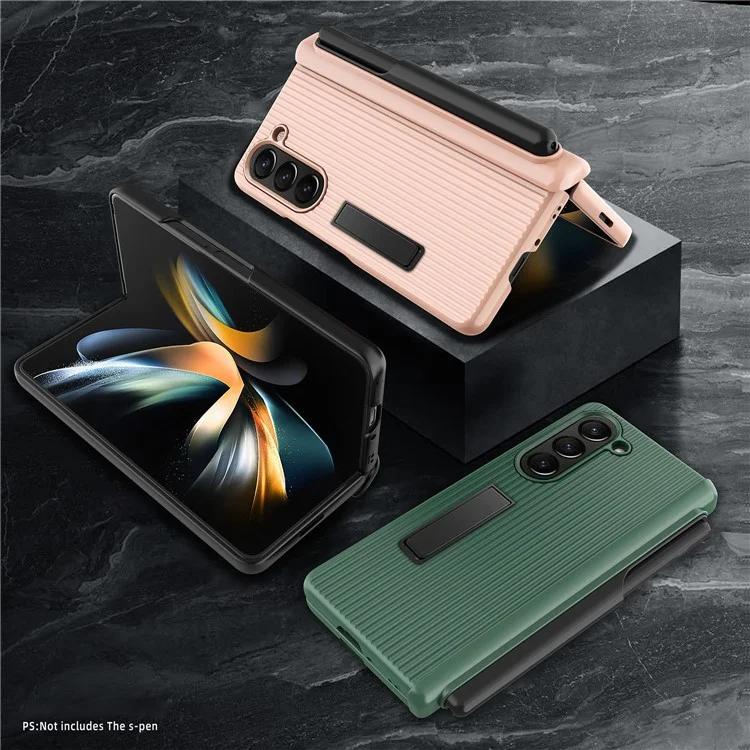 Per Samsung Galaxy Z Fold6 Stripes da 5G Copertina Per PC Per PC Duro Con Film, Slot a Matita - Nero