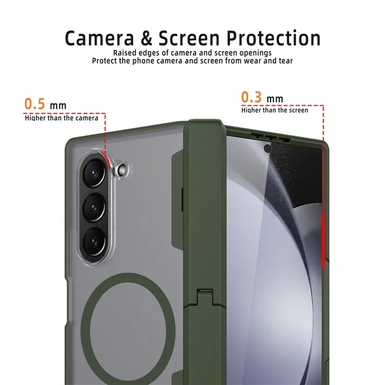 Per Samsung Galaxy Z Fold6 5G Case Compatibile Con Copertina Telefonica PC Hard MagSafe Con Film Per lo Schermo - Verde