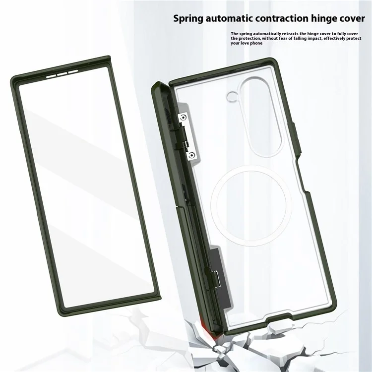 Per Samsung Galaxy Z Fold6 5G Case Compatibile Con Copertina Telefonica PC Hard MagSafe Con Film Per lo Schermo - Verde