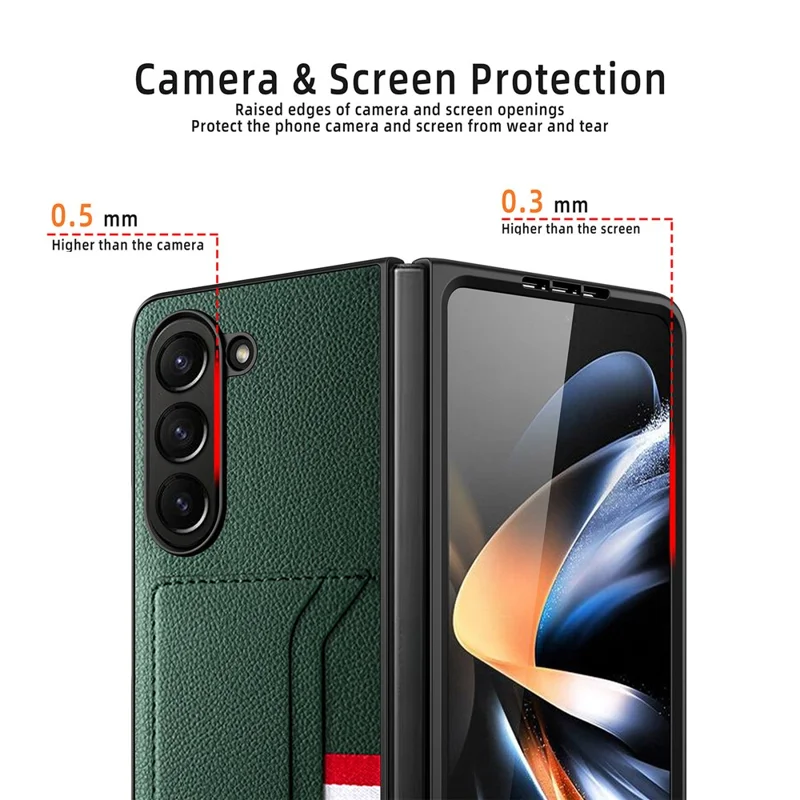 Für Samsung Galaxy Z Fold6 5G Case Litchi Textur PU+PC -telefonabdeckung Mit Screenfilm - Schwarz