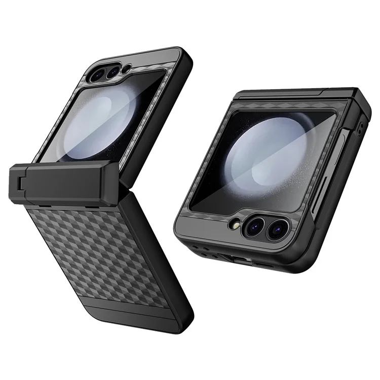Für Samsung Galaxy Z Flip6 5G Case Cube Muster Magnetic Feder Hebing Scharnier Kickstand PC -telefonabdeckung Mit Bildschirm / Linsenfilm - Schwarz