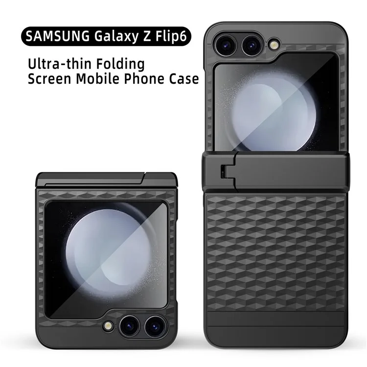 Für Samsung Galaxy Z Flip6 5G Case Cube Muster Magnetic Feder Hebing Scharnier Kickstand PC -telefonabdeckung Mit Bildschirm / Linsenfilm - Schwarz