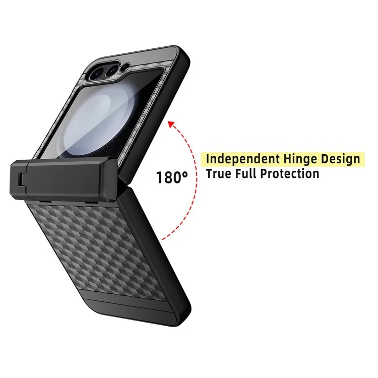 Für Samsung Galaxy Z Flip6 5G Case Cube Muster Magnetic Feder Hebing Scharnier Kickstand PC -telefonabdeckung Mit Bildschirm / Linsenfilm - Schwarz