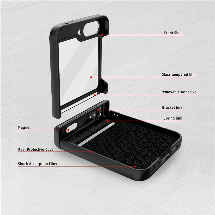 Für Samsung Galaxy Z Flip6 5G Case Cube Muster Magnetic Feder Hebing Scharnier Kickstand PC -telefonabdeckung Mit Bildschirm / Linsenfilm - Schwarz