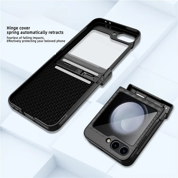 Für Samsung Galaxy Z Flip6 5G Case Cube Muster Magnetic Feder Hebing Scharnier Kickstand PC -telefonabdeckung Mit Bildschirm / Linsenfilm - Schwarz