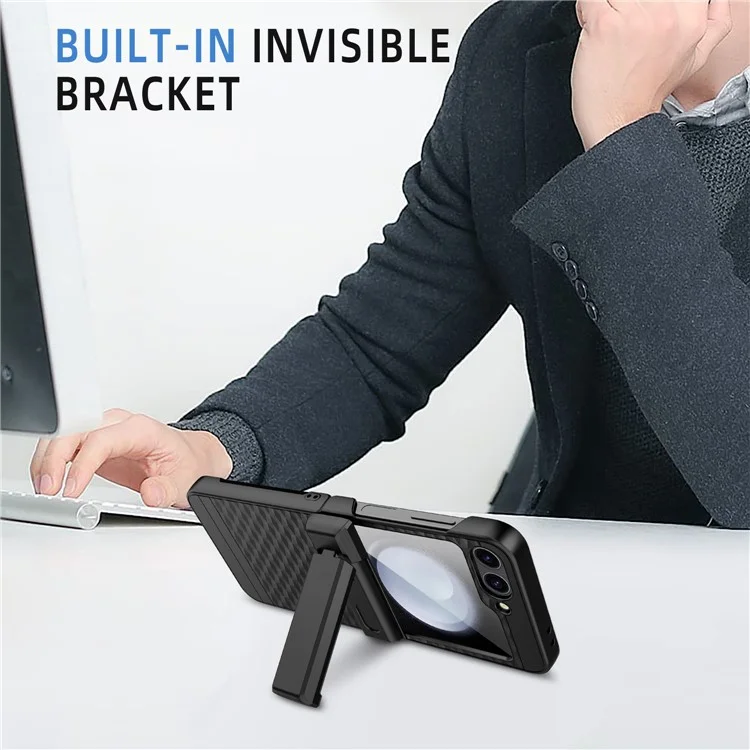 Für Samsung Galaxy Z Flip6 5G Case Cube Muster Magnetic Feder Hebing Scharnier Kickstand PC -telefonabdeckung Mit Bildschirm / Linsenfilm - Schwarz