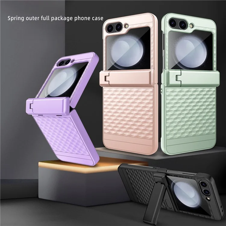 Für Samsung Galaxy Z Flip6 5G Case Cube Muster Magnetic Feder Hebing Scharnier Kickstand PC -telefonabdeckung Mit Bildschirm / Linsenfilm - Schwarz
