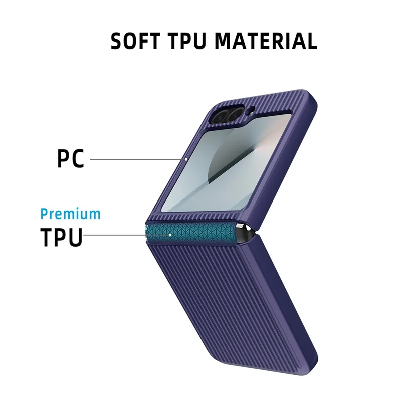 For Samsung Galaxy Z Flip6 5G Case Stripes Style Hard PC Phone Cover with Screen / Lens Film - Black