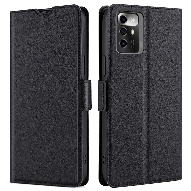 For ZTE Blade A72 5G Card Slots PU Leather Case Flip Folio Stand Magnetic Clasp Protective Phone Cover - Black