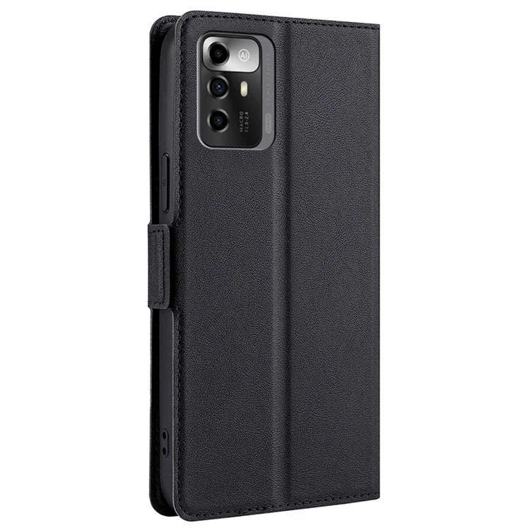 For ZTE Blade A72 5G Card Slots PU Leather Case Flip Folio Stand Magnetic Clasp Protective Phone Cover - Black