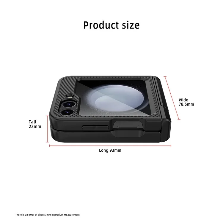 Für Samsung Galaxy Z Flip6 5G Case Twill Textur Magnetische Federscharnierscharnierscharnier -pc -telefonabdeckung Mit Bildschirm / Linsenfilm - Schwarz