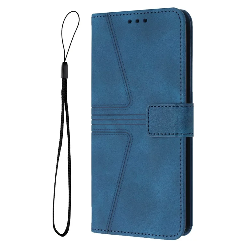 For Xiaomi 14T Pro Case Triangle Imprinted Anti-Scratch Phone Wallet Cover - Blue