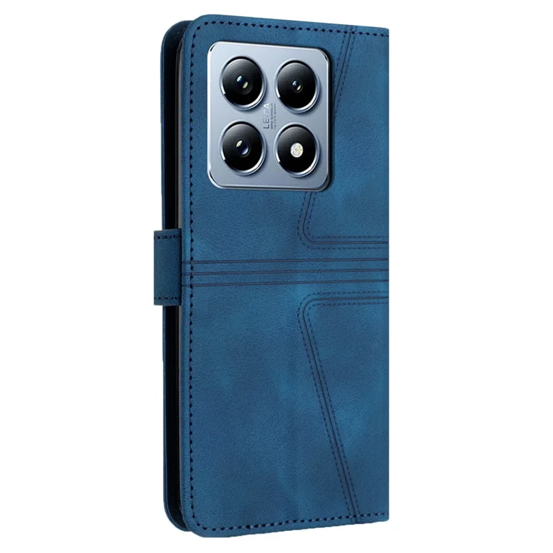 For Xiaomi 14T Pro Case Triangle Imprinted Anti-Scratch Phone Wallet Cover - Blue