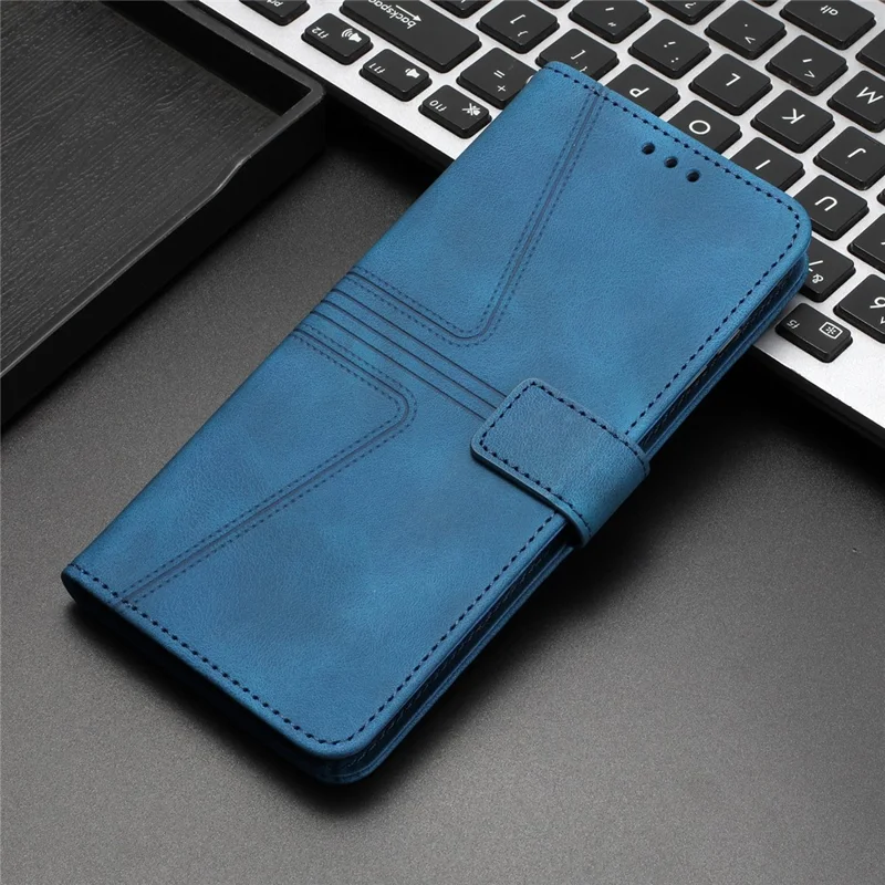 For Xiaomi 14T Pro Case Triangle Imprinted Anti-Scratch Phone Wallet Cover - Blue